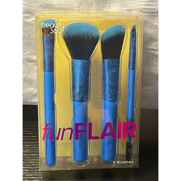 Beauty 360 Fun Flair 4 Brushes makeup gift set CVS blue - Picture 1 of 3